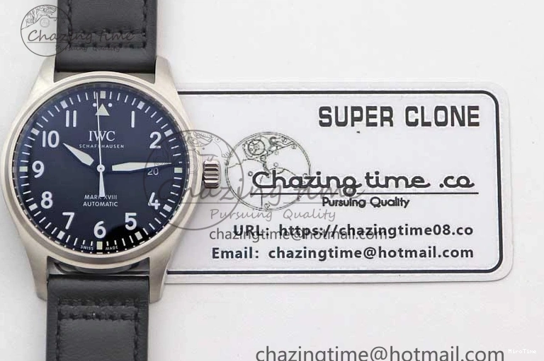 MIROTIME 0506 Vibrant Mark XVIII IW327001 SS M+F 1:1 Best Edition Black Dial on Black Leather Strap A 7055
